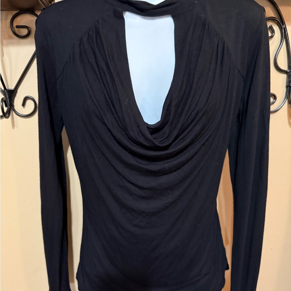 Guess Elegant Black Cowl Neck Blouse
